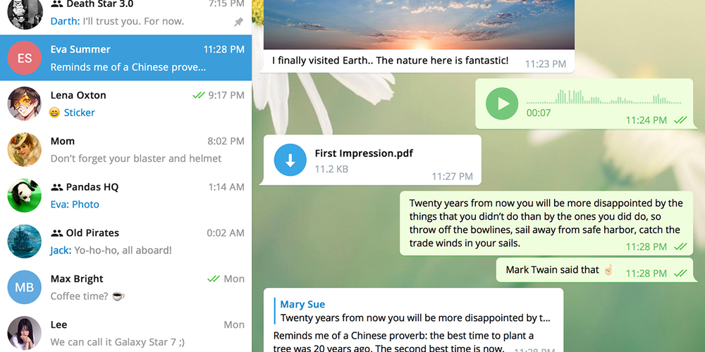 Telegram app screen
